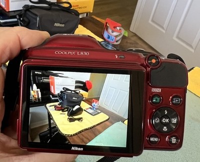 Nikon Coolpix L830 Camera 16MP 34x Zoom Digital Camera- Red - Flip