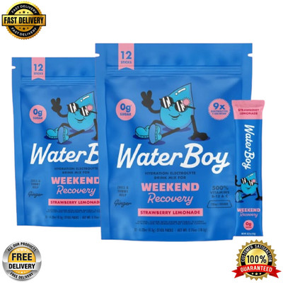 Waterboy Weekend Recovery Electrolyte Powder   12 Stick Packs x 2 (Strawberry L)
