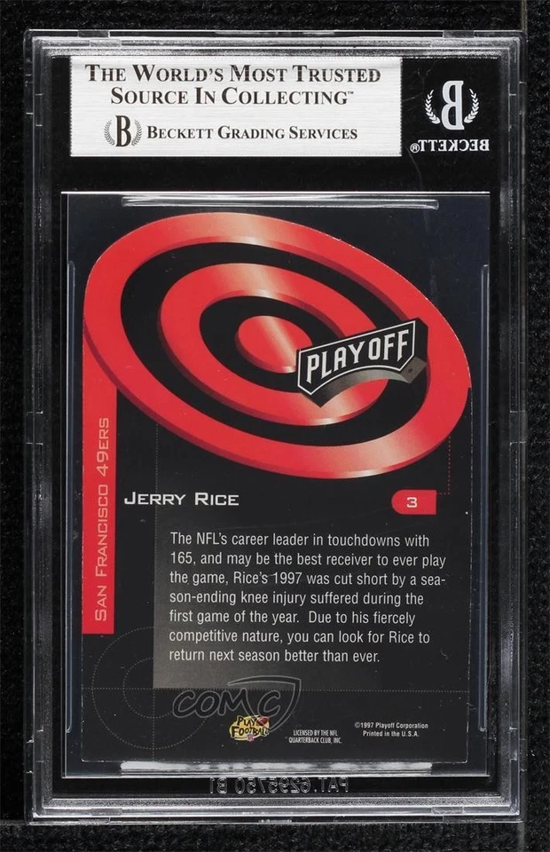 1997 Playoff Zone Prime Target Red Jerry Rice #3 BGS 8.5 HOF - Image 2 of 2
