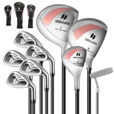 Women's 9 Pieces Complete Golf Club Set w/ 460cc Alloy Driver  Head Covers Pink