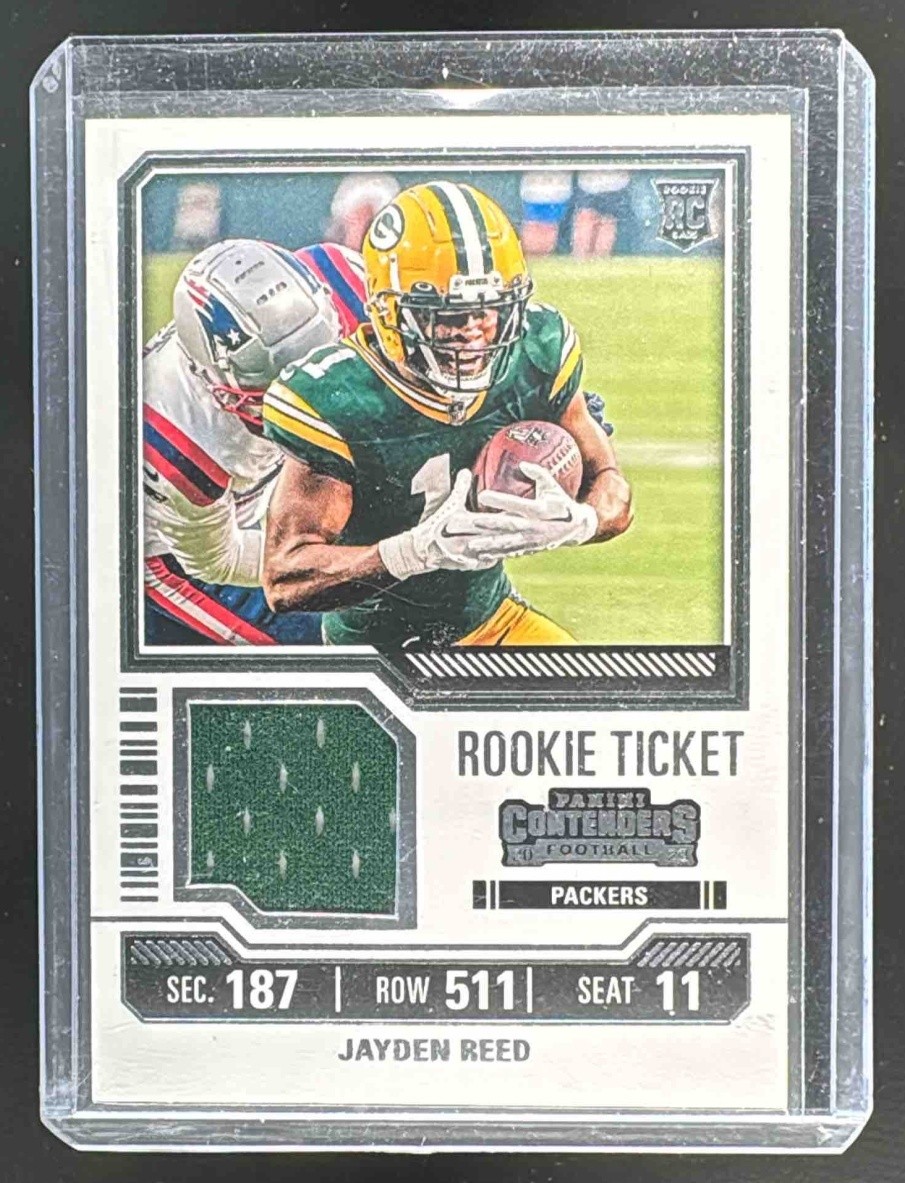 EL.175 Jayden Reed 2023 Panini Contenders #TS18 Rookie Ticket Swatches Patch RC