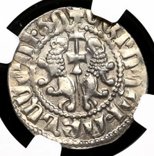 CRUSADERS, Cilician Armenia. Levon I. 1198-1219. Silver Tram. NGC AU Details