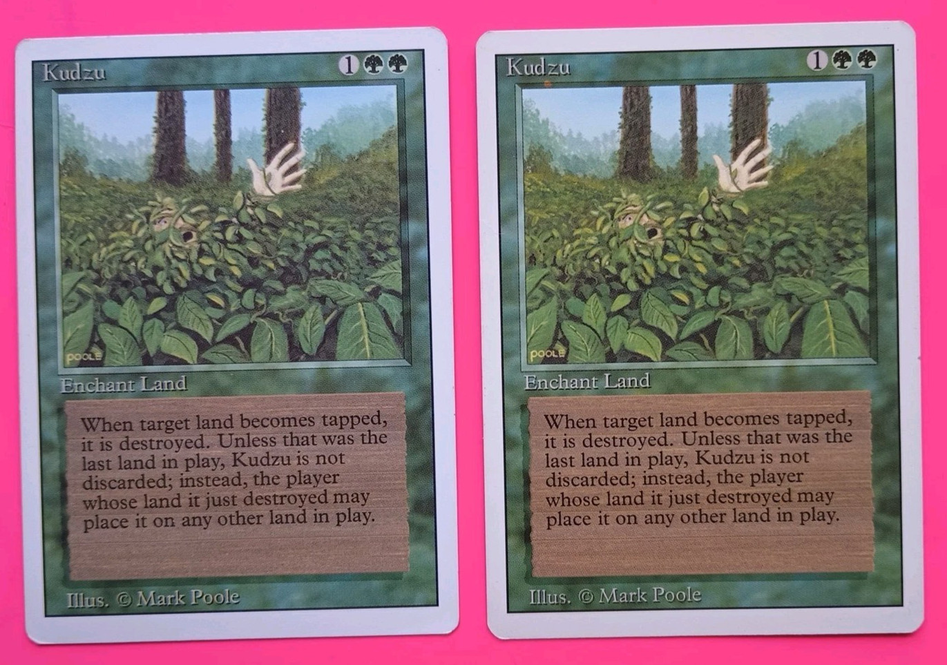 Magic the Gathering MTG Revised KUDZU X 2 LP/EX  Rare  1994 Nice!