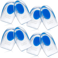 Gel Silicone Heel Pads/Cups,8 Pack Heel Lifts for Achilles Tendonitis,Shoe Wedge
