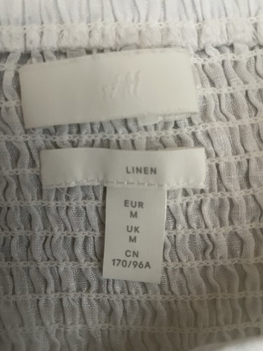 H&M White Linen Top With Gentle Puffed Sleeves, Size M - Picture 3 of 8