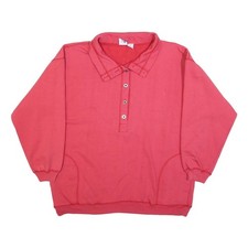 PRO SPIRIT Womens Red Colletto Polo L Misto Cotone Felpa Casual Pullover