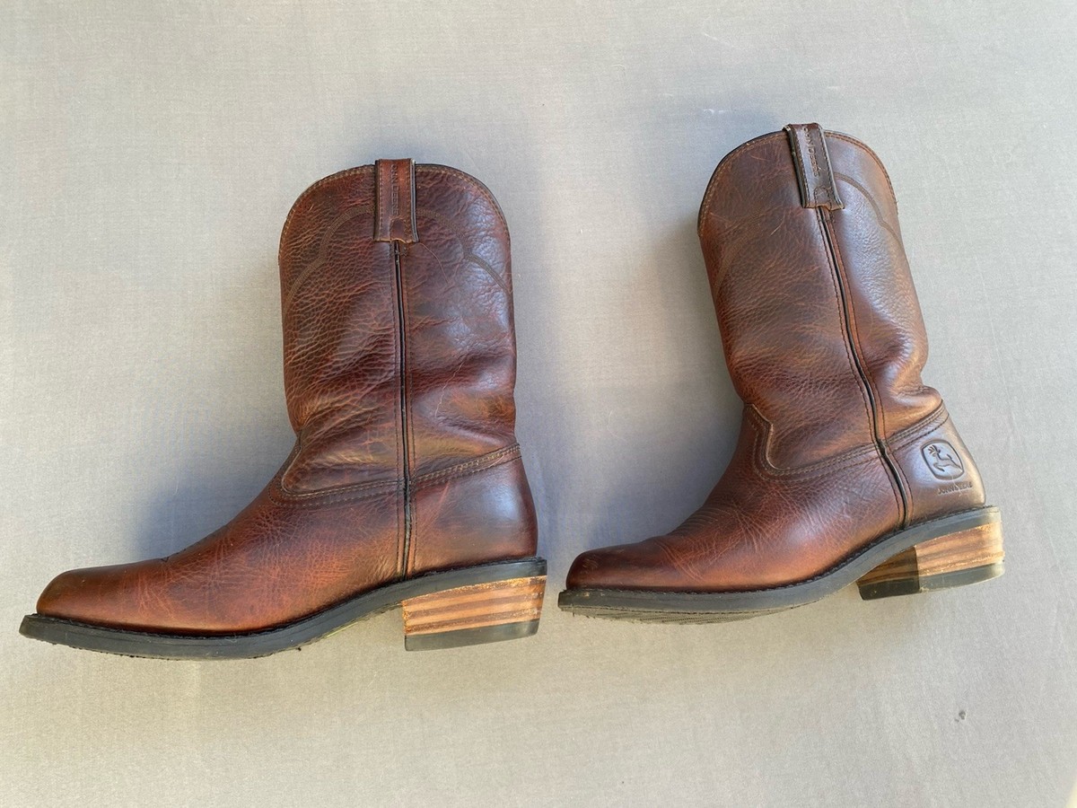 John Deere Leather Western Boots Men