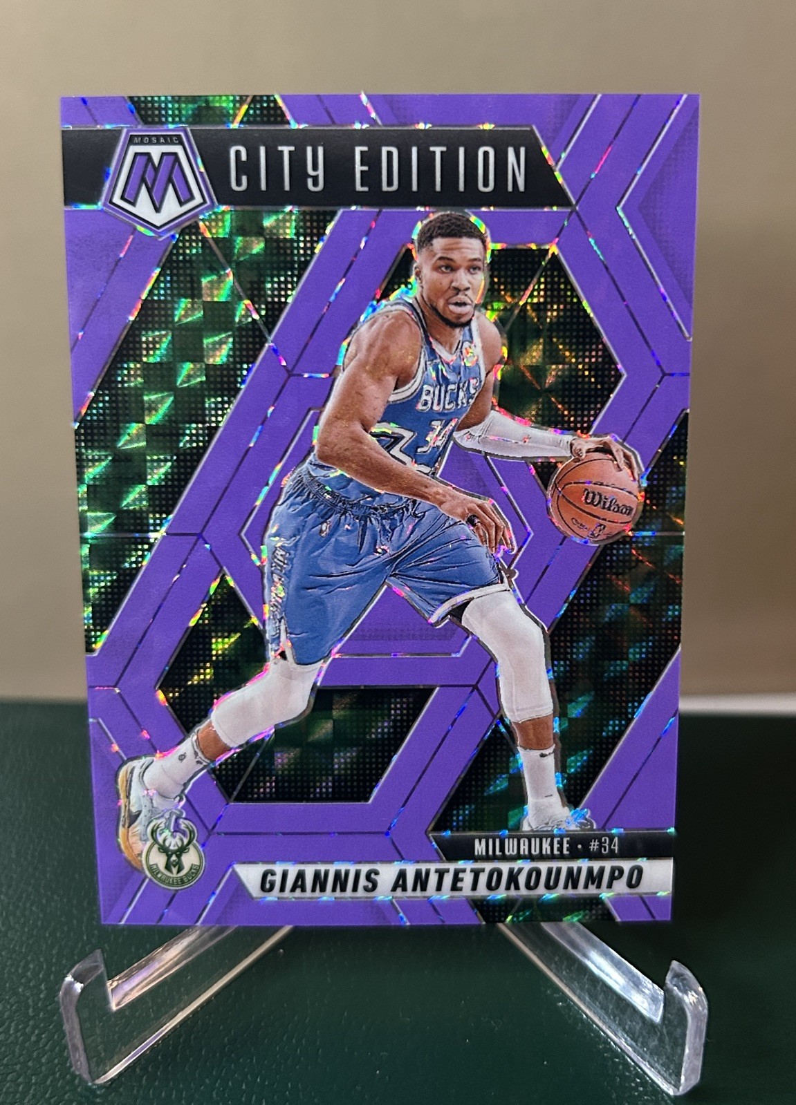 2024-25 Mosaic GIANNIS Antetokounmpo #/249 PURPLE Fluorescent CITY EDITION Bucks