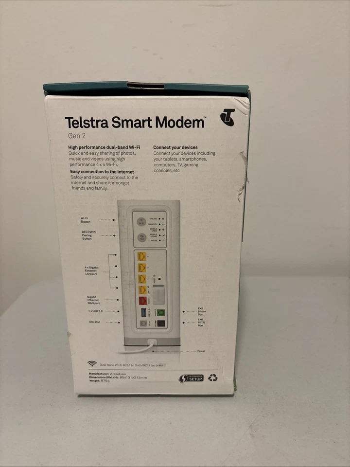 New In Box TELSTRA SMART MODEM GEN 2 W/VOICE BACKUP FTTP/FTTC/HFC, GEN2-DJA0231 - image 3 of 4