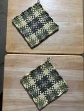 Handmade 2 LARGE 8 inch Multicolor Cotton Woven Potholders Trivets 5 Colors