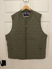 Chubbies New Quilted Vest Mens XL Olive Green The Forest Florist Lined Pockets 