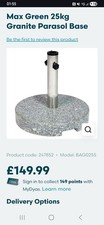 Parasol Base 25kg - Heavy Duty Stone Granite Umbrella Stand for Outdoor