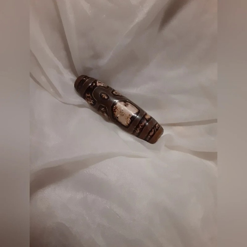 Tibetan Double KUBERA DZI BEAD Natural Stone Naga Skin Agate