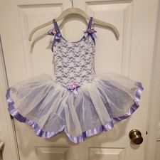 Small Child Weissman Ballet Dance Costume White Purple Tutu Cutest Ever