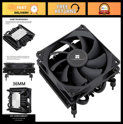 Low Profile CPU Air Cooler 36mm Height, Slim PWM Fan, AGHP Tech, AM4/AM5/LGA1700