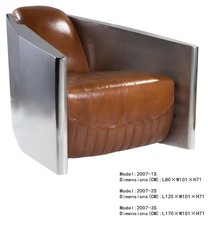 Vintage Ledersessel Braun Echtleder Retro Sessel Design Clubsessel Aluminium neu