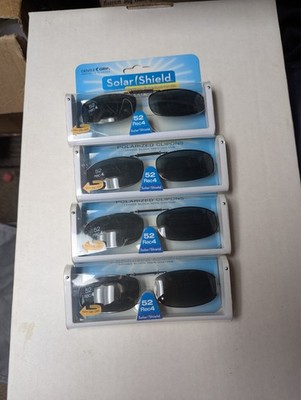 4 Pairs Solar Shield Polarized Clip On Sunglasses 52 rec 4 Full Frame Gray Lens