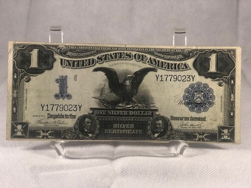 1899 1 $ GROSSES SILBER ZERTIFIKAT "SCHWARZER ADLER" FR233 SEHR SCHÖN TEHEE BURKE BLAU