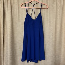 Express Blue Babydoll Skater Spaghetti Strap Chiffon Summer Dress, SZ 12 