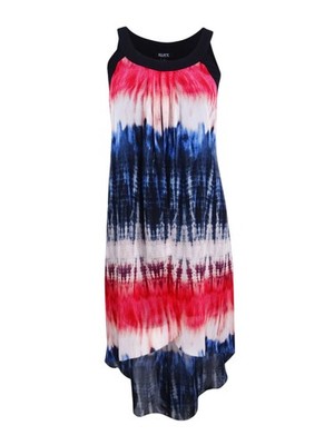 SL Fashions Women's Tie Dyed Chiffon High-Low Dress