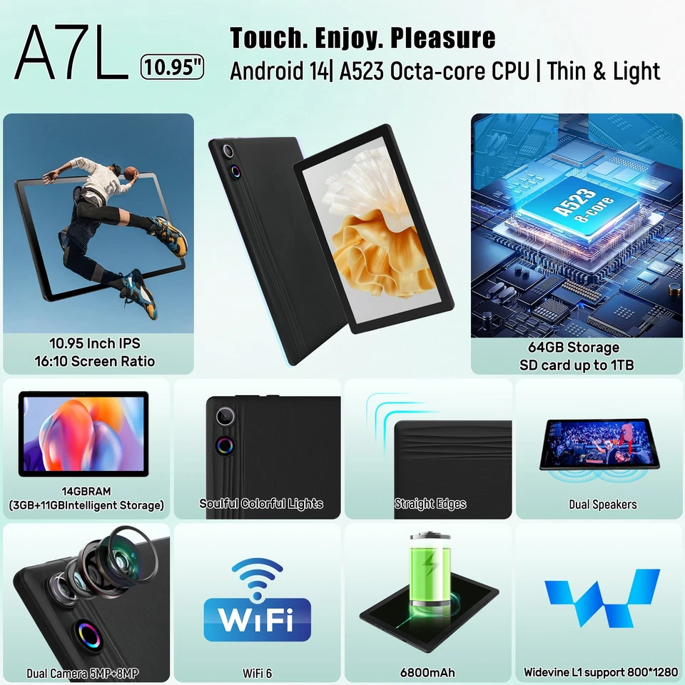 2025 New 10.1 inch Android 14 Tablets HD Touchscreen Octa-Core 64GB Dual Camera - Image 2 of 4