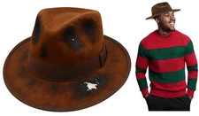 Freddy Burned Tattered Brown Fedora Hat Nightmare Costume Accessory