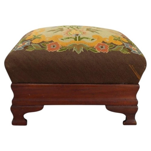 American Empire Mahogany & Needlepoint Ottoman C1860