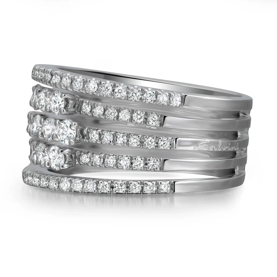 Anillo Damiani Diamante Corte Redondo Multi Banda Oro Blanco 18K 1.48Cttw Talla 7.25 Foto 4 de 4