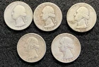 90% Silver Washington Quarters Lot of 5 1934 - 1964