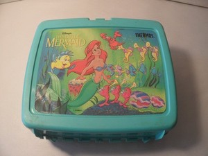 Vintage Disney's The Little Mermaid Thermos Plastic Lunchbox Ariel Sebastian