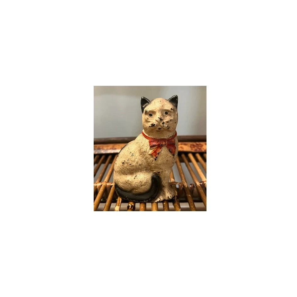 Antique cast iron cat bank OLD