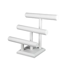 SSWBasics- White Faux Leather 3 Tier Jewelry Display - Bracelet Holder