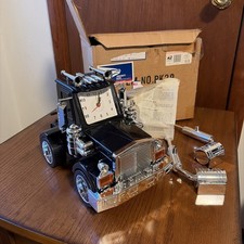 Vtg American Semi Truck Alarm Clock Riva Tabletop Decor Black Chrome - New InBox