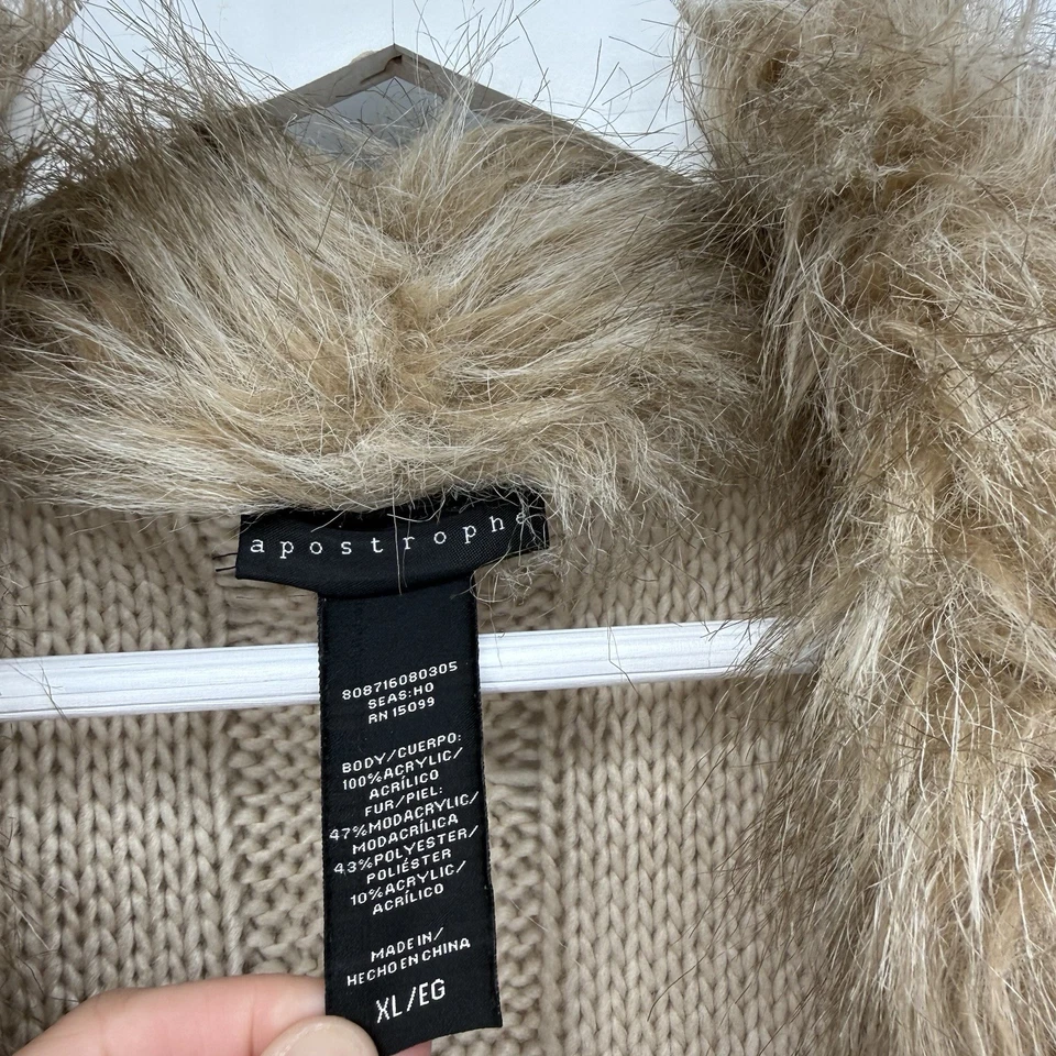 Colete suéter Apostrophe pele sintética malha acrílica estilo Y2k boho tamanho XL - Imagem 4 de 4