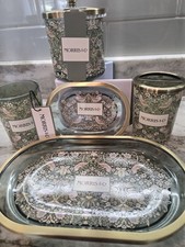 William Morris  Co bathroom vanity set 5 Glass w/metal trim Strawberry Thief NW