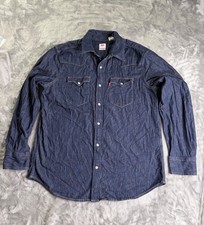 Levi's Standard Fit Western Men's Casual Button-Down Shirt L Blue