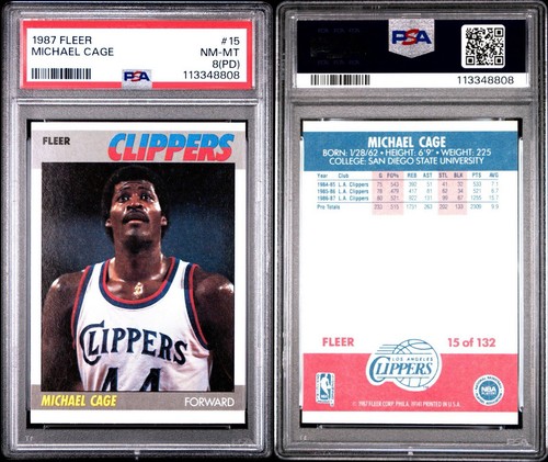 1987 Fleer Michael Cage #15 RC PSA 8 NM-MT - Bild 3 von 3
