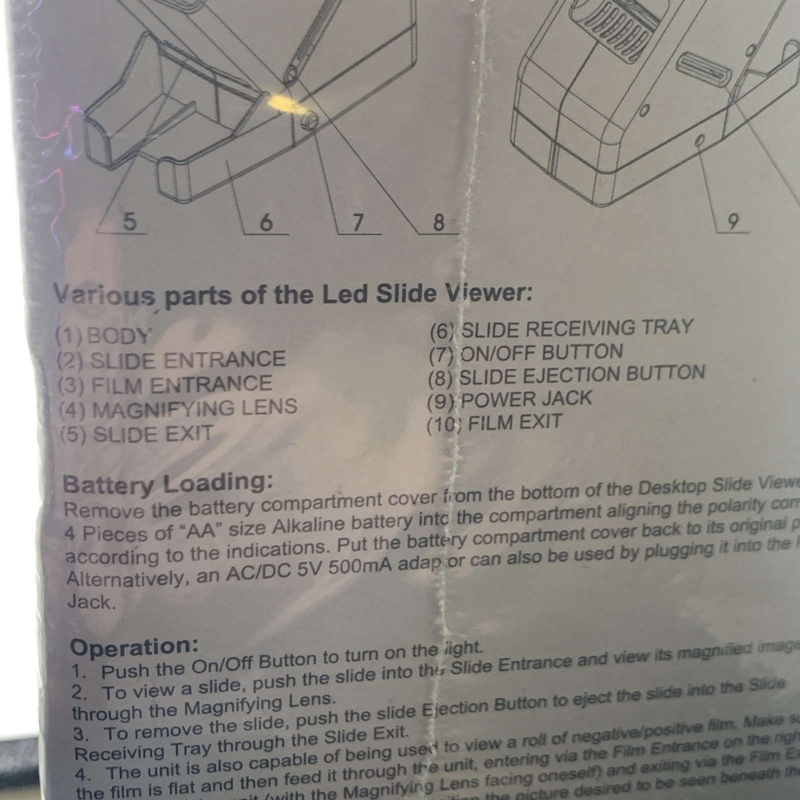 Rybozen 35mm Slide Viewer LED Daylight 3X Magnification AA Battery Powered Desk 