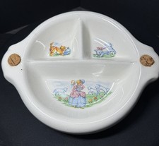 Vintage 1950 Little Bo Peep Divided Baby Child's Food Warming Dish