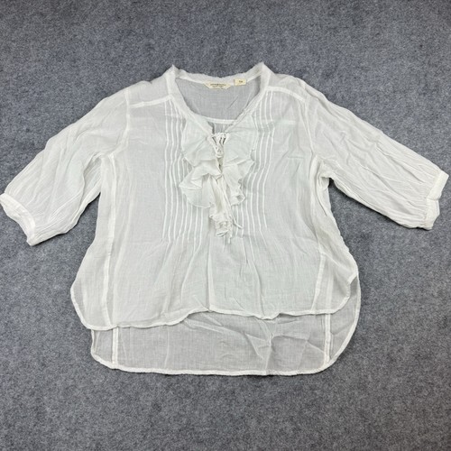 Denim & Supply Ralph Lauren Medium Western Ruffle White Cottage Sheer Blouse