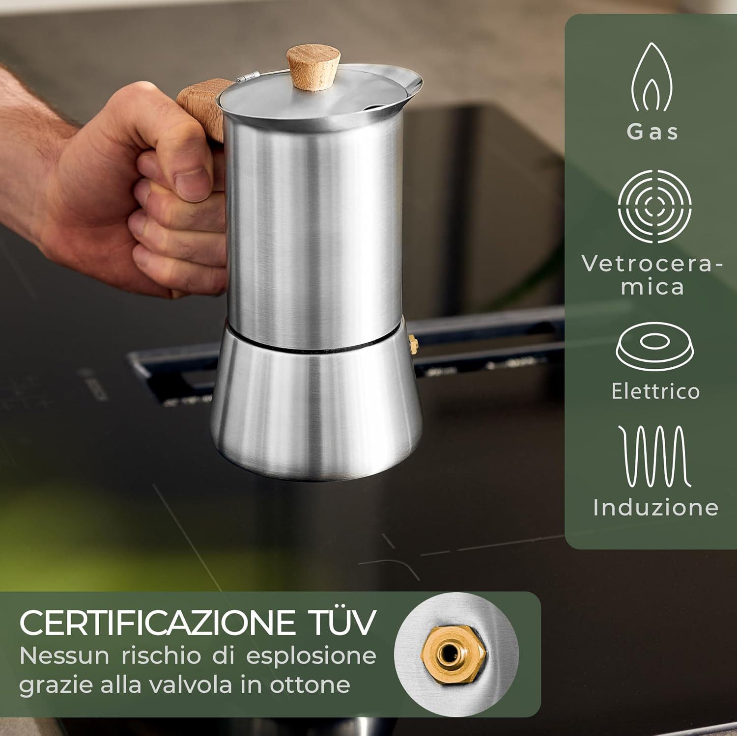 Caffettiera (300 Ml) – Caffettiera Induzione Adatta a Tutti I Tipi Di Fornelli – - 2