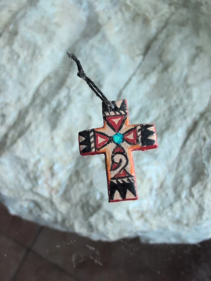 十字吊坠微型十字架或普韦布洛十字架 1: 12 签名 手工制作 西南 — 第 3/4 张图片