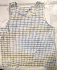 Vintage Fashion Bug Plus Size 22/24 22 24 Crinkle Plaid Sleeveless Tank Top NWoT