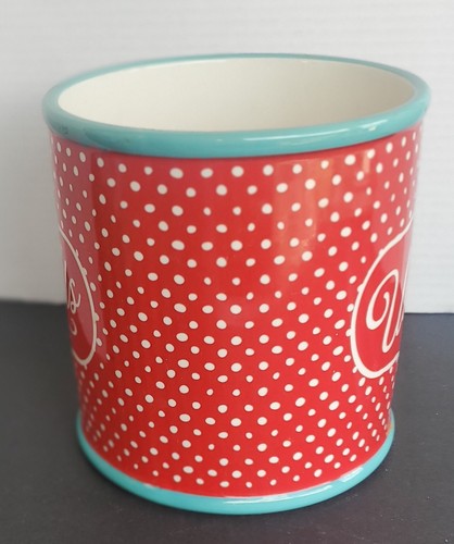 Hermoso organizador de utensilios de gres turquesa rojo con PIONEER WOMAN - Imagen 2 de 5