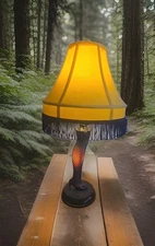 Christmas Story Leg Lamp Fishnet Stocking Lampshade 19.5” Burlesque Yellow Black