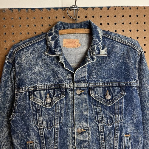 Vintage Levis Jacket Size Medium Youth Blue Denim Jean Stone Acid Wash USA 80s - Picture 3 of 12