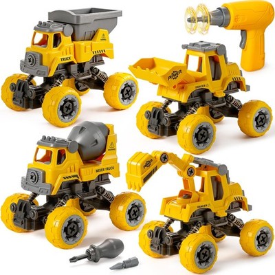 Take Apart Construction Truck Toys for Boys Age 3-8, 4 PCS STEM Building Toys...