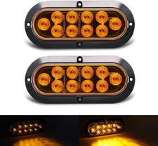 2PC 6 Inch Oval Amber LED Trailer Tail Lights Surface Mount Stop Brake Light 12V