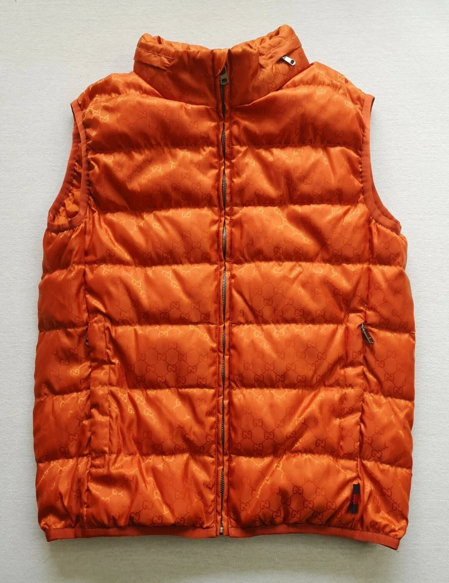 Gilet rembourr homme GUCCI motif orange GG taille 46 bon tat d occasion