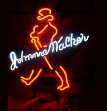 Johnnie Walker Neon Sign Light Beer Bar Pub Wall Decor Handmade Artwork 19"x17"